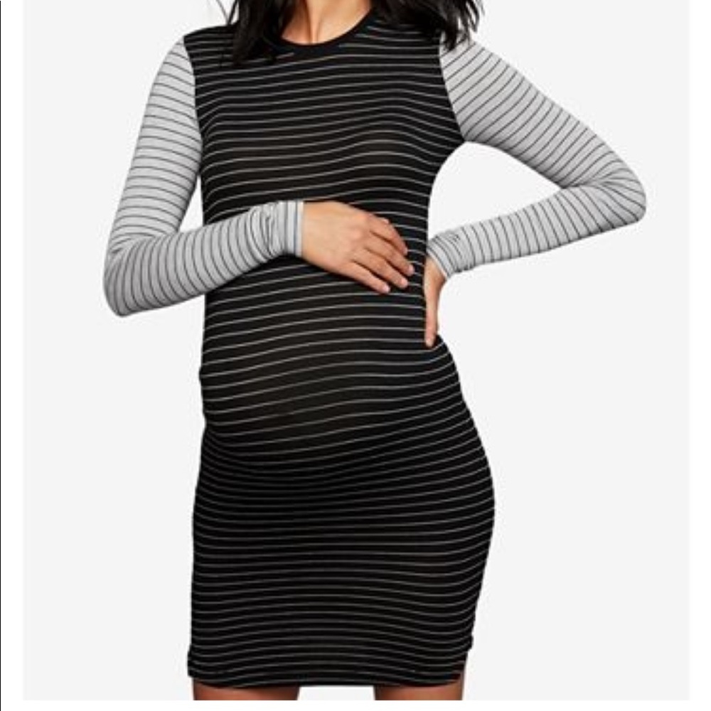 Pea and the Pod Black and Gray Maternity Dress